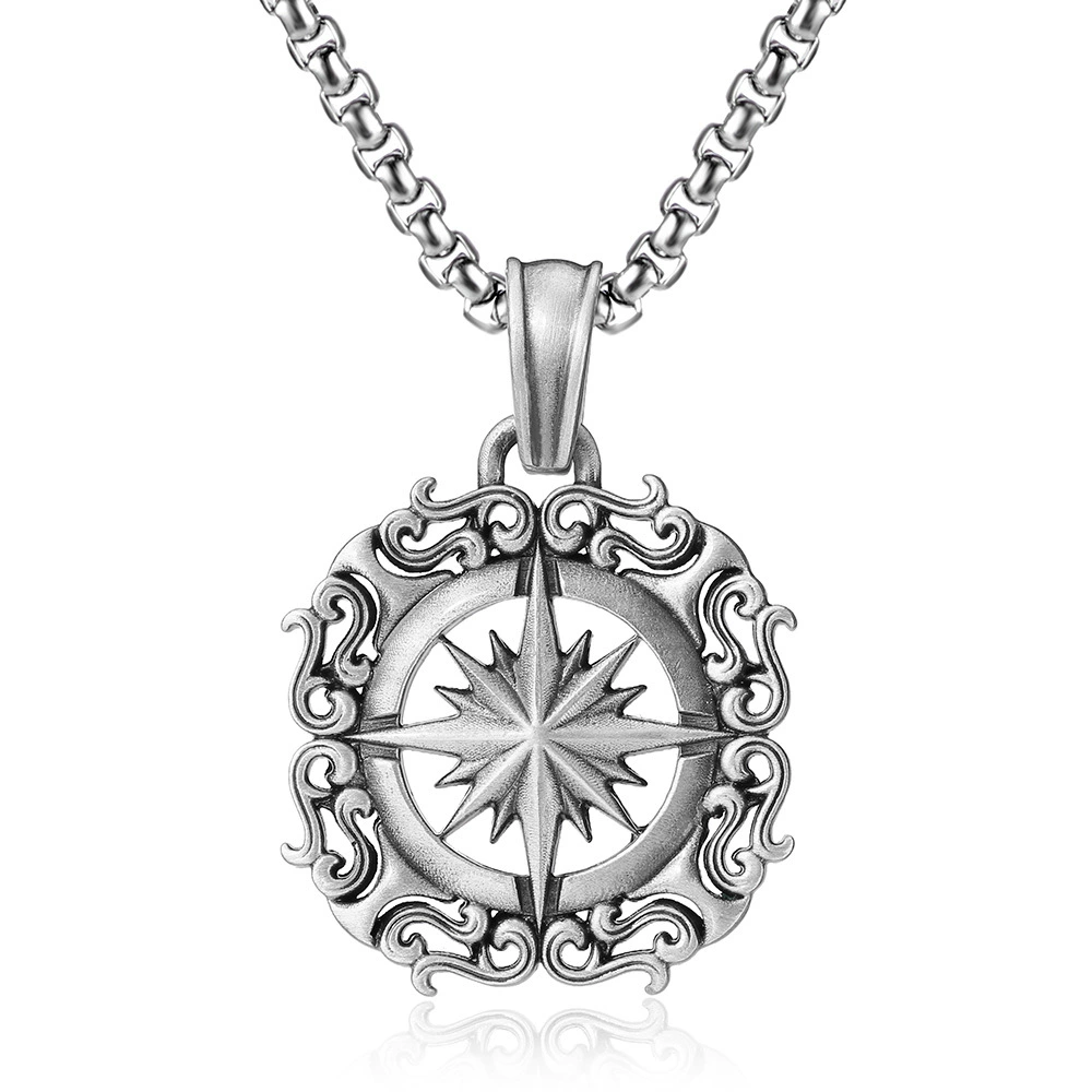 Pure Pewter Viking Compass Necklace