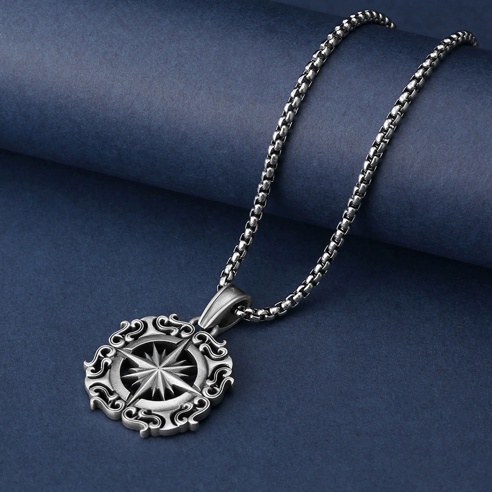 Pure Pewter Viking Compass Necklace