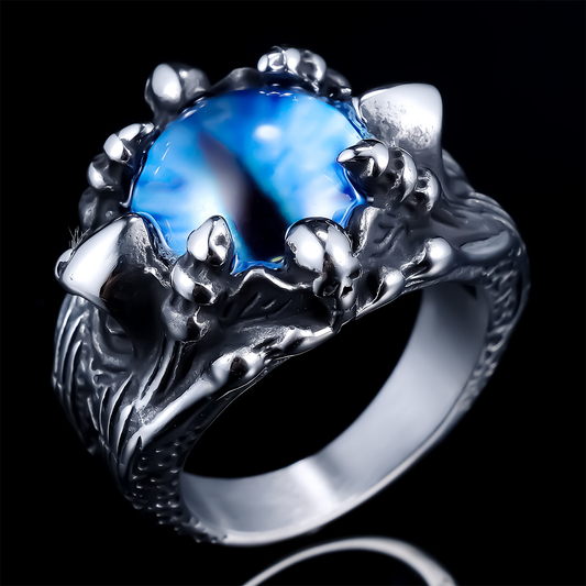 Stainless Steel Ring with Beast - like Gemstone Eye