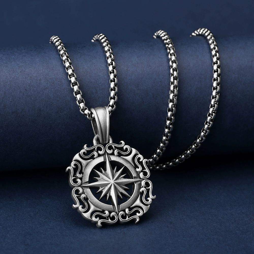 Pure Pewter Viking Compass Necklace