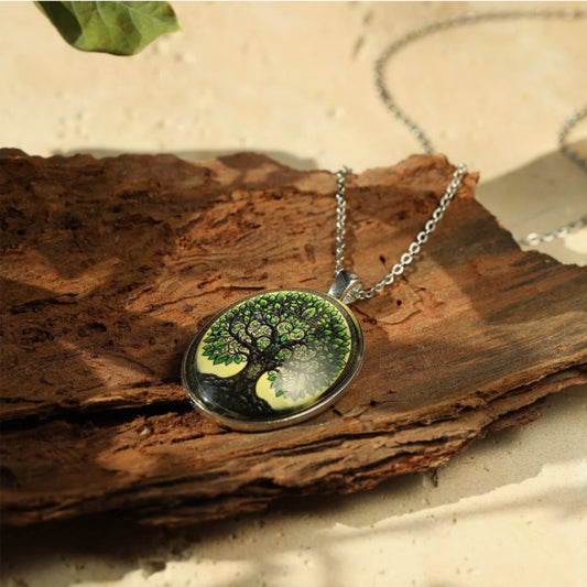 Tree of Life Glass Pendant Necklace